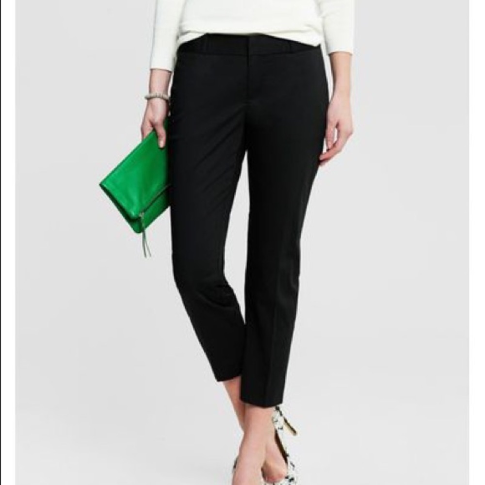 Banana Republic Hampton Sateen Black Cropped Pants